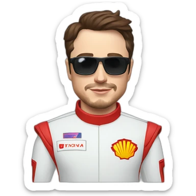 elon musk con el uniforme de fernando alonso sticker