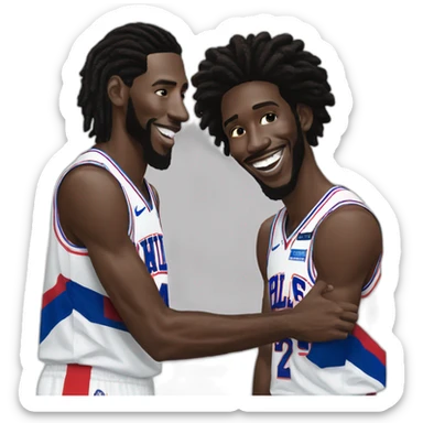 Joël Embiid with Tyrese Maxey sticker