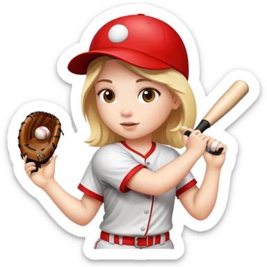 Cute girls playing softball sticker