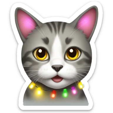 Cat with Christmas lights  sticker