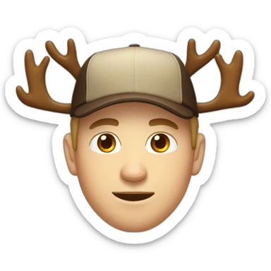 White Man wearing Cap with brown eyes and moose horns  sticker