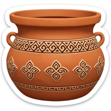 clay pot with decorative pattern sticker