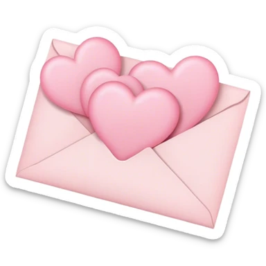 romantic letter with pastel pink hearts sticker