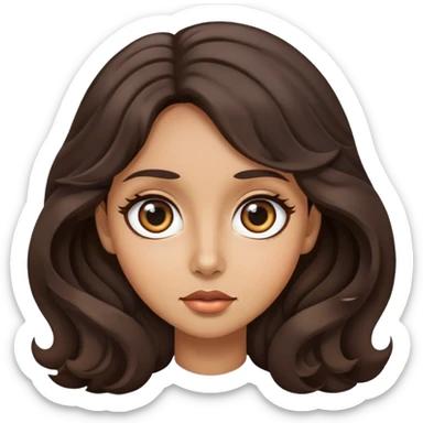 woman face with big eyes, medium skin tone, and dark wavy hair sticker