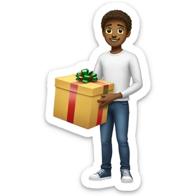 Teenage boy receives shelf as a Christmas gift sticker