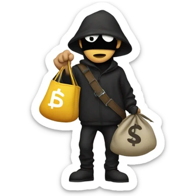 Robber emoji with a moneybag on shoulder sticker