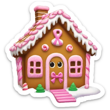 Gingerbread house with a pink bow  sticker