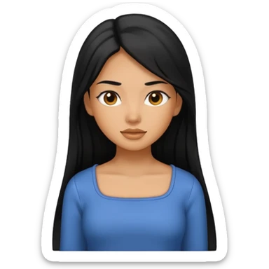 A caramel skin girl with long black hair and a square neckline shirt sticker