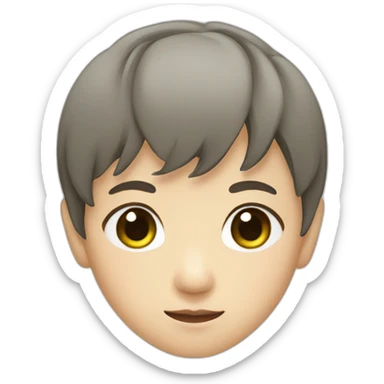 japanese asian kid with green eyes and brown hair sticker
