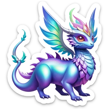 Epic divine legendary complex detailed iridescent gradients aesthetic-Fakémon-creature-scenery sticker
