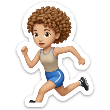  curly 
updo hair brown hair girl running sticker