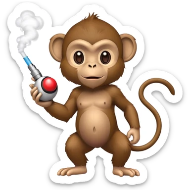 monkey holding a pokeball and a vape sticker