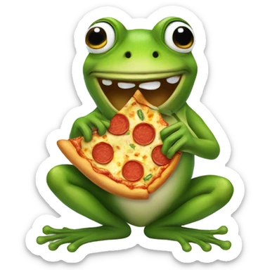 frog eating pizza sticker