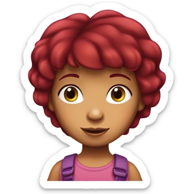 dora the explorer deep red colour hair sticker