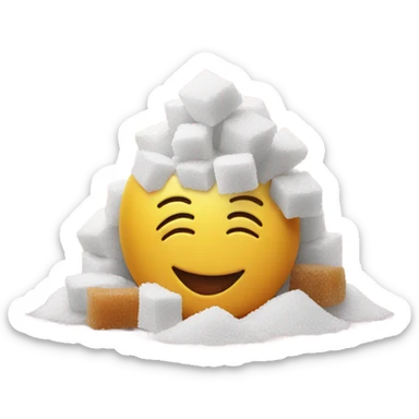 happy emoji with a pile of sugar sticker