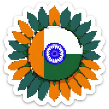Indian flag with saffron, white, and green horizontal stripes and blue Ashoka Chakra wheel in the center sticker