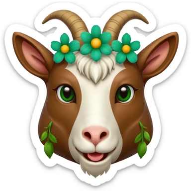 Keçi kafası agzında çicek sticker