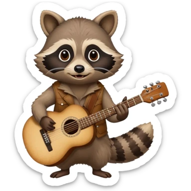 crazy Raccon with guitar sticker
