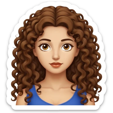 attractive Greek woman with long curly hair and light skin sticker