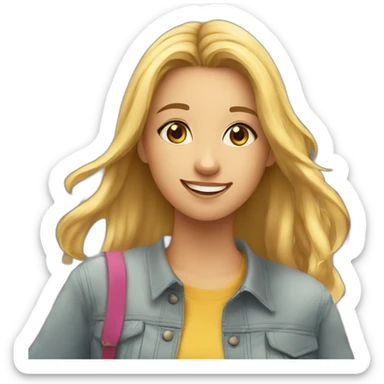 A girl having fun with friends in university  sticker