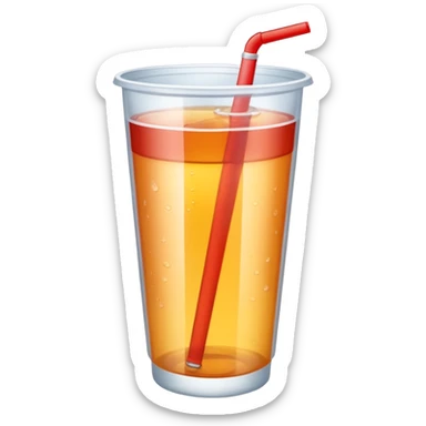 Soft drink in plastic cup (like Starbucks Cup), no logo, closed top. sticker