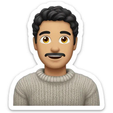 Man with Black hair in knitted sweater sticker