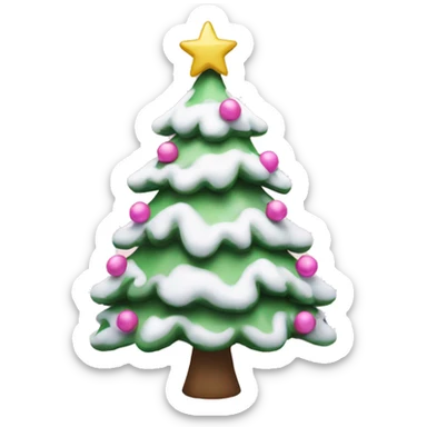 Christmas tree with snow and pink decor sticker