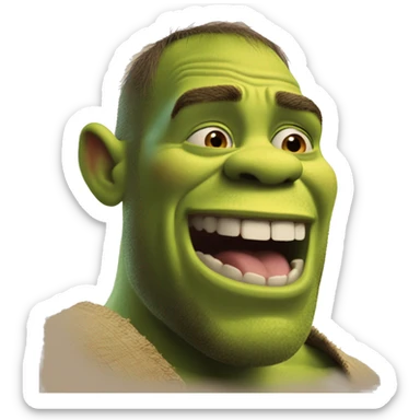 Giga Chad shrek gesturing that he is mewing sticker