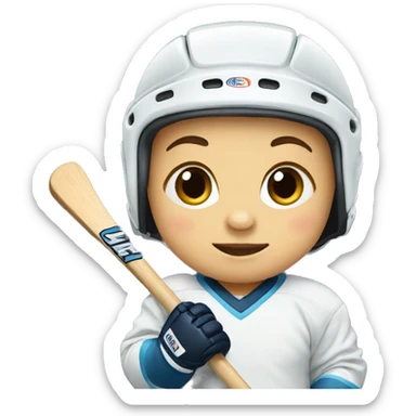 Baby with hockey stick  sticker