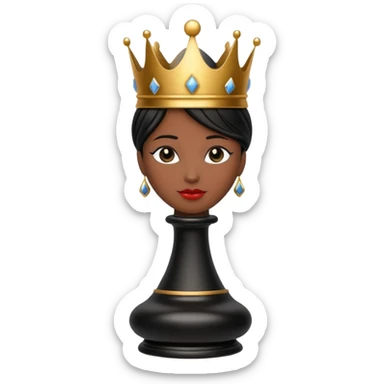 black queen chess piece, regal, detailed crown sticker