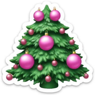 Green Christmas tree with pink ornaments ￼ sticker