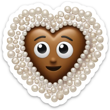 brown heart and pearls sticker