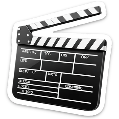 absolute minimal film clapperboard, just basic rectangular shape with one diagonal line, no details, clean silhouette only sticker