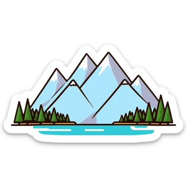 cool graphic t-shirt design with mountain landscape sticker