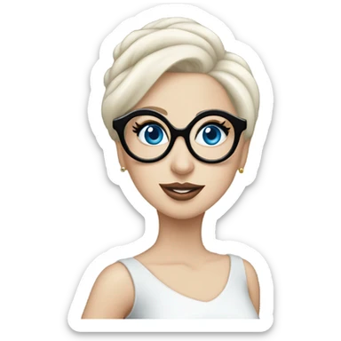 Elegant lady-gaga-dancing-blue eyes- wearing glasses: sticker