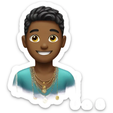 smiling boy with jewelry indoors sticker