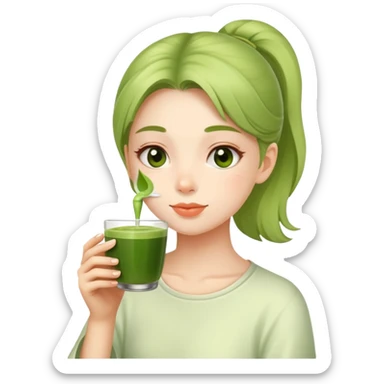 Girl drinking matcha  sticker