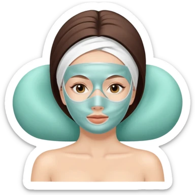 white Lady with face mask spa beauty full face relaxing sticker