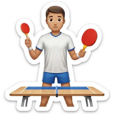 Guy playing ping pong on a 4x8 wooden table sticker