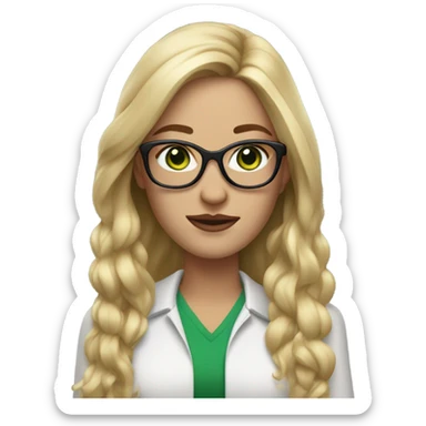 Realistic woman with blonde hair green eyes and glasses  sticker