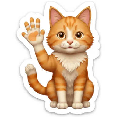 The cat says hello and waves his paw sticker