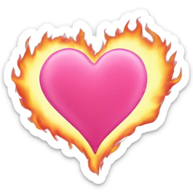 Pink heart fire sticker
