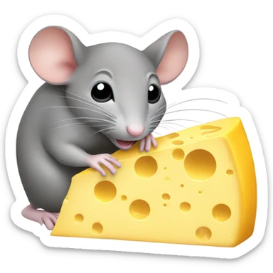 mouse eating cheese sticker