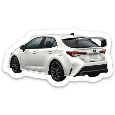 White Toyota GR Corolla with a big intercooler sticker
