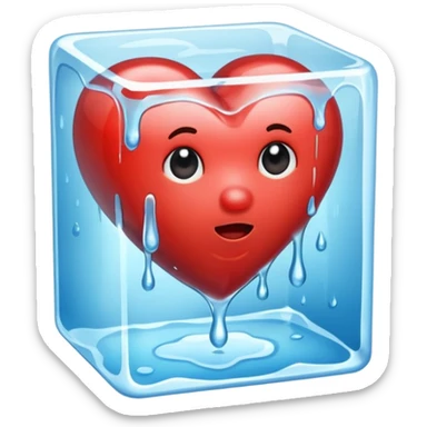 a heart melting an ice cube sticker