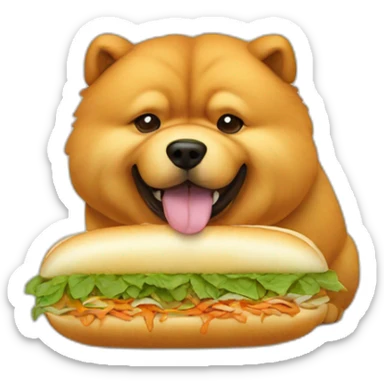 Chow Chow dog eating banh mi sticker