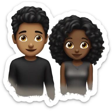 dark hair boy and black girl kissed sticker