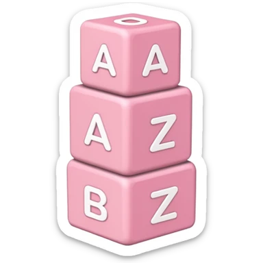 Light pink and white toy alphabet blocks stacked sticker
