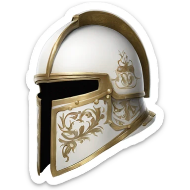 ornate french full-face closed armet helmet intricate white inlays sticker