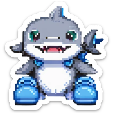 adorable small shark with blue shoes sticker